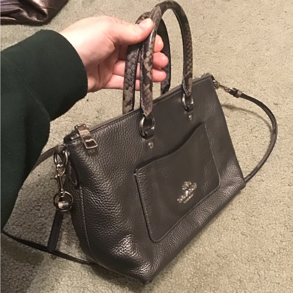 Vintage Metallic Coach Bag with Snakeskin Handles. Very good condition